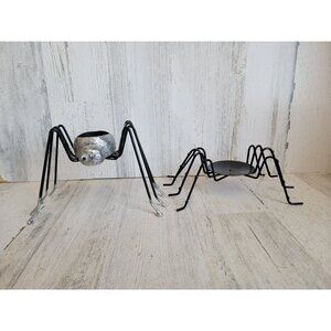 Silver glitter‎ spider tea light metal candle holder Halloween set decor